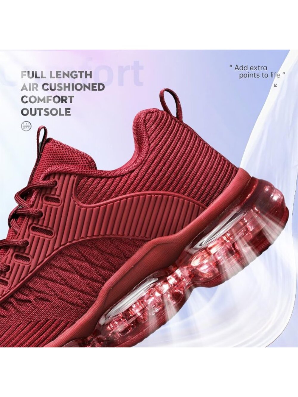 Women's Red Air Cushion Basketball Breathable Sport Gym Fitness Fashion Sneaker - Picture 6 of 6